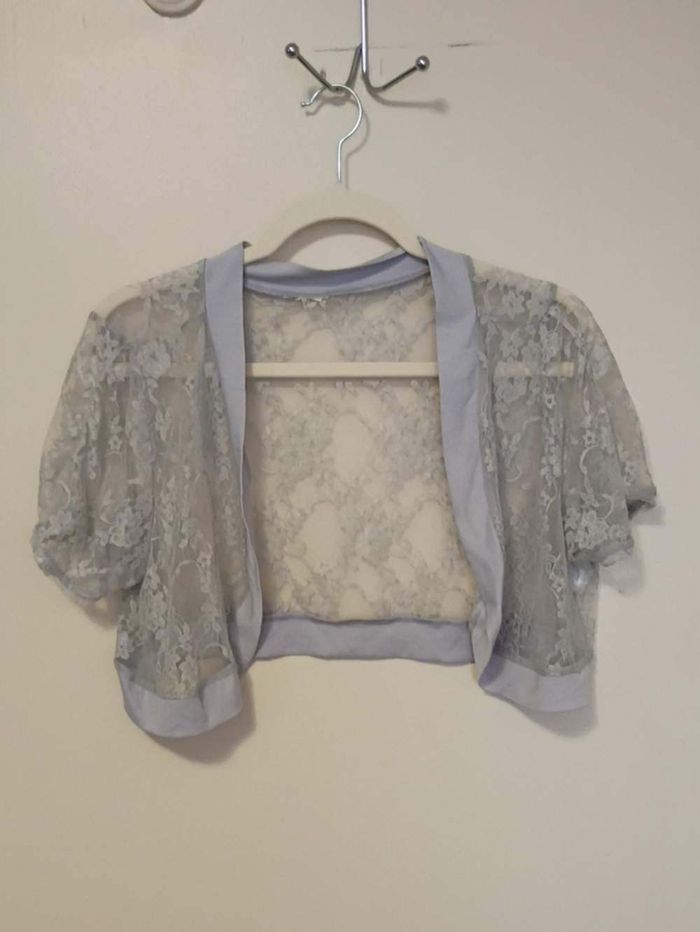 Light Gray Lace Crop Bolero Shrug - Women Tops